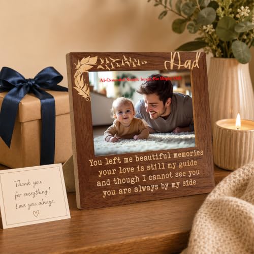 Memorial Gifts for Loss of Dad, 4x6 Rustic Photo, Sympathy Picture Frame,Sympathy Gifts for Loss of Father,Bereavement Remembrance Funeral Condolence Grief Gift, 6.9 x 7.3 in - color: Father 04