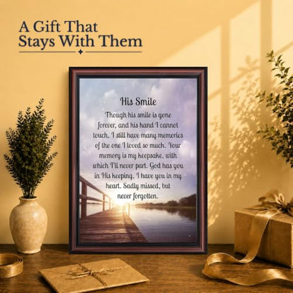 Memorial Gifts for Loss of Husband, Sympathy Gift, His Smile In Memory of Loved One, Picture Frames for Sympathy Gift Baskets, Bereavement Gifts for Loss of Father, Loss of Son Condolence Gift, 2182W | Sympathy Gifts for Loss of Loved One, Memorial Gifts