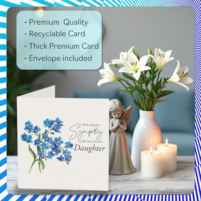 Stuff4 Sympathy Card, Deep Sympathy Loss of Your Daughter | Bereavement Card for Dad Mom, 5.7 x 5.7 Inch Family Relative Mournful Greeting Cards - color: Daughter
