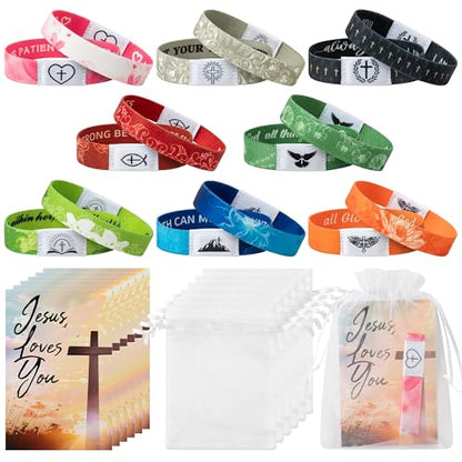 EYxsaxenk NFC Bible Verse Bracelets with Greeting Cards Christian Gift Set