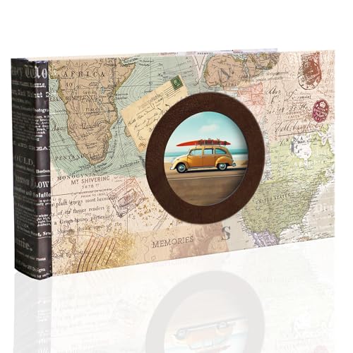 Holoary Photo Album 4x6, Picture Album Holds 50 Horizontal Photos, Memo Writing Area for Each Pocket, Printing Cover Small Photo Book with Front Window, Small Photo Album for Travel Vacation Adventure - size: 50 Pockets