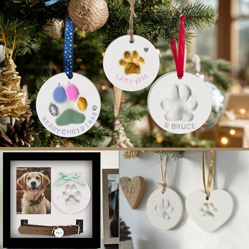 MYPAWLETS Dog Cat Pawprints Keepsake Kit,3 Round,Clay Paw Print Ornaments - size: Make 3（3 circles）