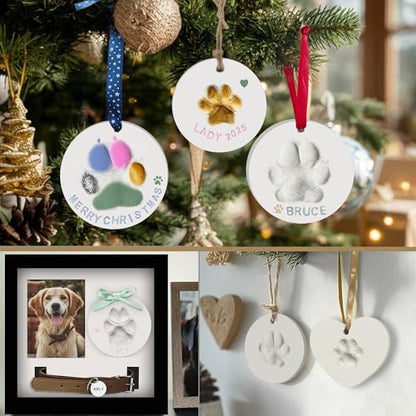 MYPAWLETS Dog Cat Pawprints Keepsake Kit,3 Round,Clay Paw Print Ornaments - size: Make 3（3 circles）