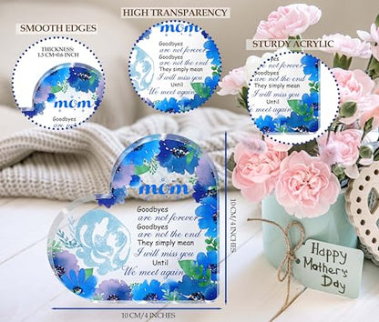 Sympathy Gifts for Loss of Mother, 4x4 Inch Thick Acrylic Heart Memorial Plaque, Bereavement Condolences Gift for Women Her Daughter Sister, In Memory of Mom Floral Remembrance Decor Sign