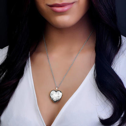 PicturesOnGold.com Sterling Silver Heart Four Photo Locket - 1-1/4 Inch X 1-1/4 Inch Solid Sterling Silver with Engraving