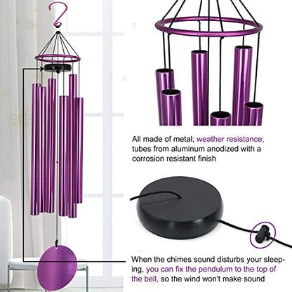Memorial Wind Chimes Outdoor Large Deep Tone 36 Inch Tuned Windchimes - size: 36“ Purple