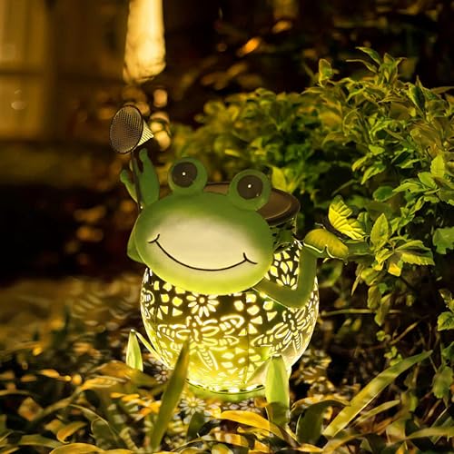 Solar Lantern Outdoor Lights, Cute Metal Solar Frog Lamp with Sound - size: Frog