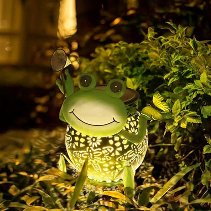 Solar Lantern Outdoor Lights, Cute Metal Solar Frog Lamp with Sound - size: Frog