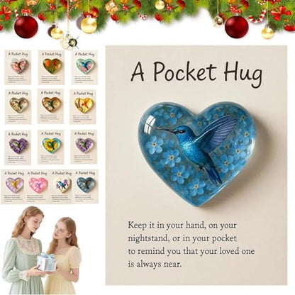 Hummingbird Pocket Hug with Gift Card, Little Heart Pocket Hug Token, Mini Acrylic Hugs Token with Encouragement Card,Long Distance Relationship Gifts,Bereavement Keepsake for Loss (F) - color: F