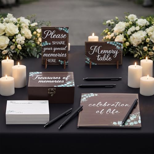 Celebration of Life Guest Book Funeral Memory Cards, Greenery - style: Greenery