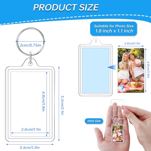 36 Pcs Photo Keychain (1.3 x 2inch) Mini Picture Frame Keychain - color: 36 Pcs