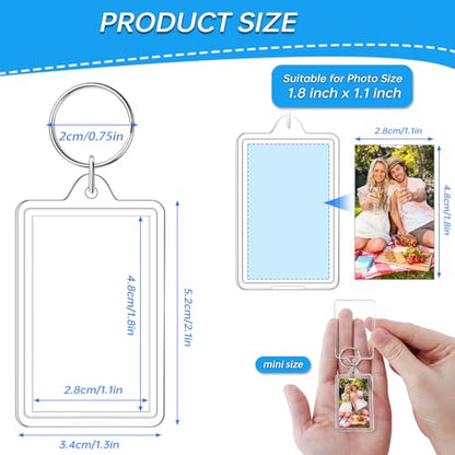 36 Pcs Photo Keychain (1.3 x 2inch) Mini Picture Frame Keychain - color: 36 Pcs