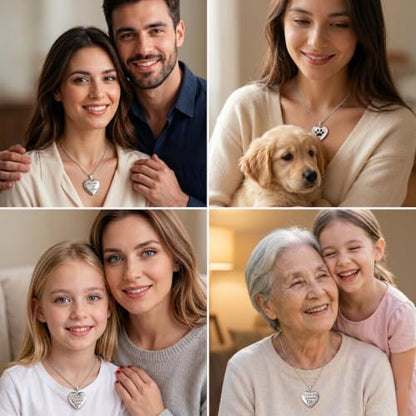 PHOCKSIN Personalized Locket Necklace for Women Photo Necklace with Customized Picture Birth Flower Birthstone Customizable Birthday Gifts - color: #17 Heart Silver Moon&back