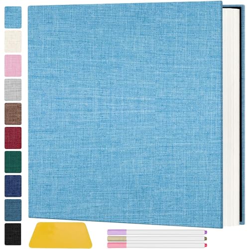 Zesthouse Photo Album Self Adhesive Pages, 60 Pages Magnetic Scrapbook Albums with Sticky Page, Photos Album Holds 8x10 & 5X7 & 4x6 & 6x8 & 3x5, Large Picture Book Ideal Gift for Family Wedding Baby - color: Blue, size: 11"x10.6"/White 60 Pages