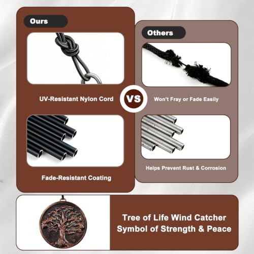 60” Large Wind Chimes for Outside, Deep Tone Tree of Life Decor - size: 60" Tree of Life