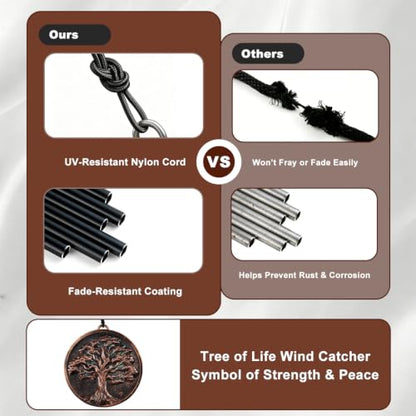 60” Large Wind Chimes for Outside, Deep Tone Tree of Life Decor - size: 60" Tree of Life