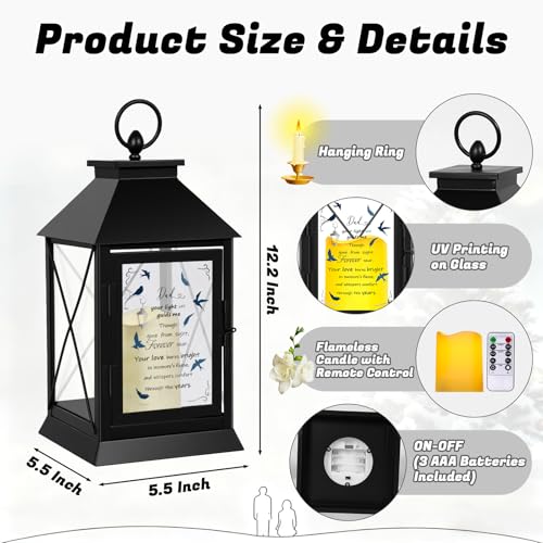 Memorial Candle Lantern with Flickering LED Candle and Remote Control Bereavement Sympathy Gifts in Memory for Loss of Dad Remembrance Gift (Dad) - color: Dad
