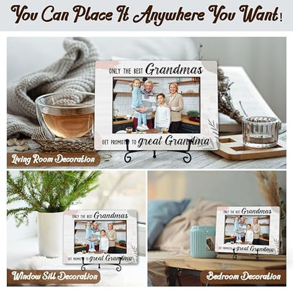 Great Grandma Photo Frame, Best Grandmas Wooden Tabletop Photo Frame With Stand, New Grandparent Gifts, Grandkids Frame Gifts For Great Grandma, Grandparents Baby Announcement Gifts -A28 - color: Rustic