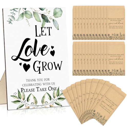 Maitys 101 Pcs Let Love Grow Seed Packets Wedding Shower Favors Sign