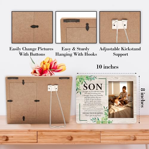 Memorial Pictures Frame, Best Son Photo Frame, Sympathy Gifts For Loss Of Son, Funeral Remembrance Gifts, Farmhouse Home Living Room Bedroom Decoration -54