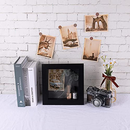 Frametory 8x8 Shadow Box Frame Display Case, 2-inch Depth (Black) - color: Black, size: 8x8(1 Set)