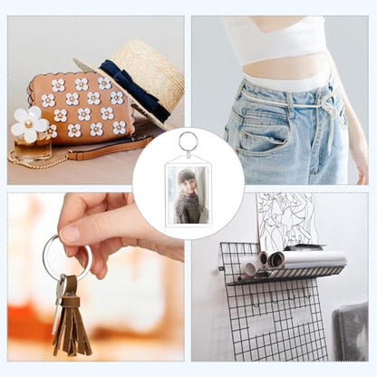 Hicarer Acrylic Photo Insert Keychain 2 x 3 Inch Double Sided Blank Picture Keyring DIY Custom Personalized for Women Men