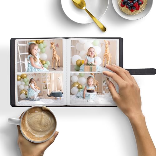 Photo Albums 4x6 Pictures – 152 Pockets Vegan Leather Cover Memory Album Book, Suitable for Family Wedding Boys Girls and Babies Storage (Black) - color: Black
