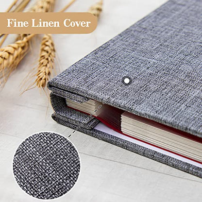 potricher Self Adhesive Photo Album 40 Pages, Linen cover, Gray | Photo Album Self Adhesive 4x6 5x7 8x10 Pictures, Linen Cover DIY Scrapbook Albums for Family, Wedding, Baby, Anniversary - color: Gray, size: 11x10.6 Inches 40 Pages