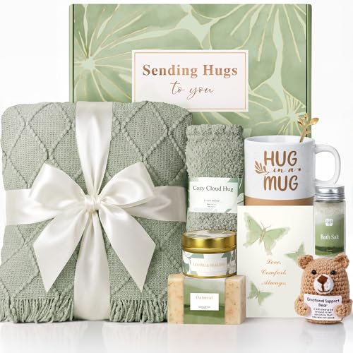 Sympathy Gifts for Loss of Loved One Condolences Baskets Bereavement Gifts | Grief Gift for Loss of Mother, Father, Husband, Hug in a Box Miscarriage Care Package Gift Box for Women Sorry for Your Loss - color: Sage Green