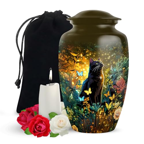 Yatskia Black Cat Urns for Ashes, Decorative Cremation Urns for Human Ashes Adult Mom and Dad, Large Funeral Urn for Ashes Adult Men, (Classic Large, 10 Inch) - color: #5 Cat, size: 10 Inch (Pack of 1)