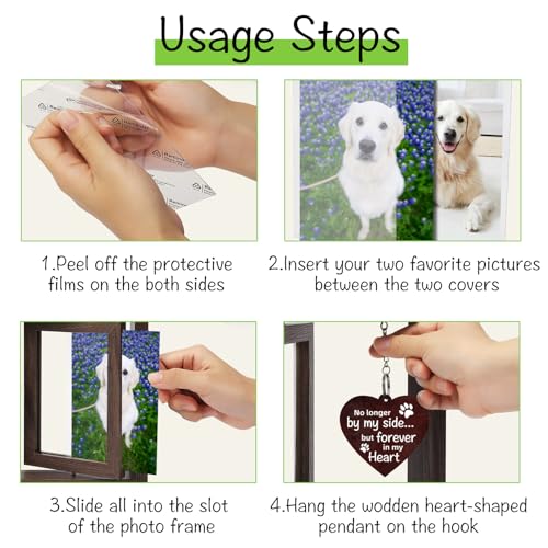 Dog Memorial Gifts for Loss of Dog, Pet Memorial Gifts for Dogs Cat, Loss of Dog Sympathy Gift, Pet Remembrance Bereavement Gift, Dog in Heaven Passing Away Gift, Rotating Picture Frame Fit 4x6 Photo