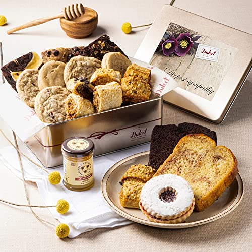 Dulcet Gift Baskets Sympathy Baskets Condolence Baskets - Grief Gifts for Women - Gift Basket Contains Individually Wrapped Slices of Pound Cake, Brownies, and Assortment of Cookies - Sympathy Gift Basket for Different Occassions - style: Sympathy