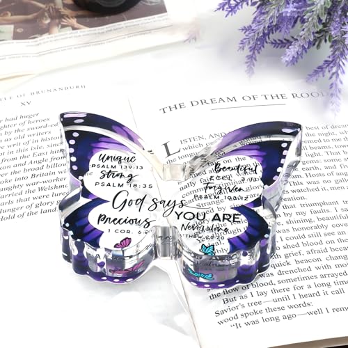 Christian Religious Gifts for Women Birthday, Inspirational Gifts for Friend Mom Sister, Christmas Spiritual Faith Keepsake, Pastor Butterfly Gift Prayer Room Decorative Sign Plaque - style: God Says