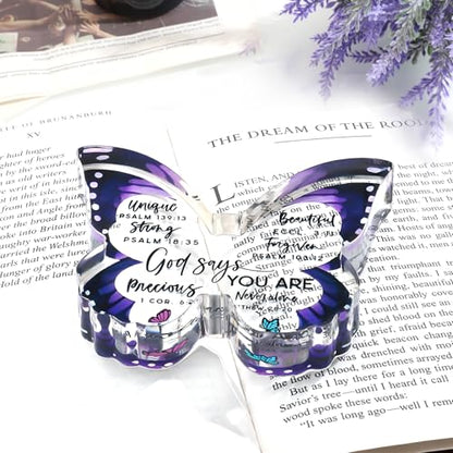 Christian Religious Gifts for Women Birthday, Inspirational Gifts for Friend Mom Sister, Christmas Spiritual Faith Keepsake, Pastor Butterfly Gift Prayer Room Decorative Sign Plaque - style: God Says