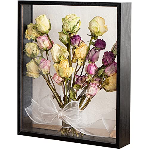 JOSON Wooden Dried Flower Photo Frame Dried Flower Display Stand Decorative Floating Photo Frame（8 * 12''-black - color: Black-8x12