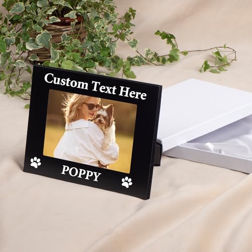 Personalized Cat Picture Frame with Gift Box, 4x6 Aluminum Pet Photo Frame - color: Aluminum Frame, size: Landscape 4X6