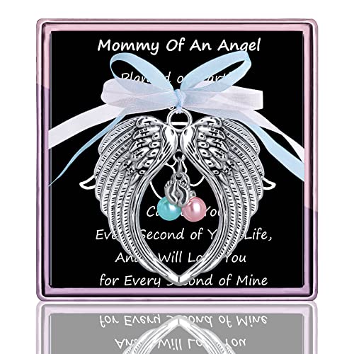 Miscarriage Gifts for Mothers Mommy of an Angel Wings Ornaments Loss of Baby Sympathy Gifts Miscarriage Memorial Gift (Silver mommyangel Wing)