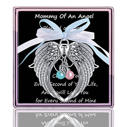 Miscarriage Gifts for Mothers Mommy of an Angel Wings Ornaments Loss of Baby Sympathy Gifts Miscarriage Memorial Gift (Silver mommyangel Wing)