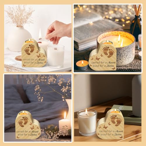 Sympathy Gifts for Loss of Loved One, Miscarriage Gifts for Mothers, Carried for a Moment Wooden Candle Holder, Bereavement Gifts for Loss of Baby Candle Holder Keepsake, Double Sided Printing