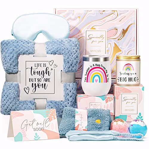Get Well Soon Gifts for Women, Inspirational Birthday Gifts for Women, Self Care Package Get Well Gift Baskets for Friends After Surgery, Sympathy Thinking of you Gifts, Feel Better Cancer Care Gifts - color: A2.Blue