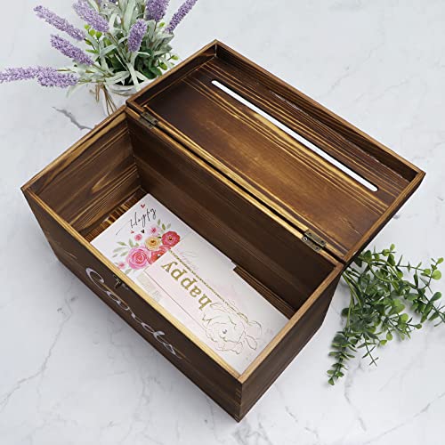 MDLUU Wood Wedding Card Box, Rustic Wedding Money Case with Lock, Envelope Holder Card Receiving Box for Reception, Birthday Party (Brown) - color: Brown