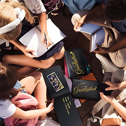 Frienda 2026 Graduation Guest Book Leather Guest Sign in Book with Pen Graduation Party Favors Congratulation Graduates Signature Books(Graduations,Black, Gold) - color: Black, Gold, size: Graduation