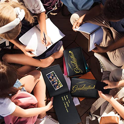 Frienda 2026 Graduation Guest Book Leather Guest Sign in Book with Pen Graduation Party Favors Congratulation Graduates Signature Books(Graduations,Black, Gold) - color: Black, Gold, size: Graduation