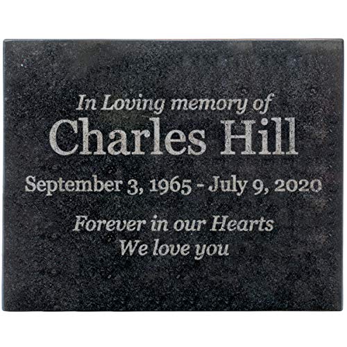 Customizable In Loving Memory Granite Garden Stone (8 x 10 x .4") | Laser Engraved, Indoor & Outdoor Use, Personalized Text, Black Granite, Memorial Plaque - size: 8 x 10 x 0.4"