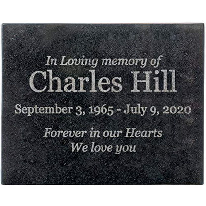 Customizable In Loving Memory Granite Garden Stone (8 x 10 x .4") | Laser Engraved, Indoor & Outdoor Use, Personalized Text, Black Granite, Memorial Plaque - size: 8 x 10 x 0.4"