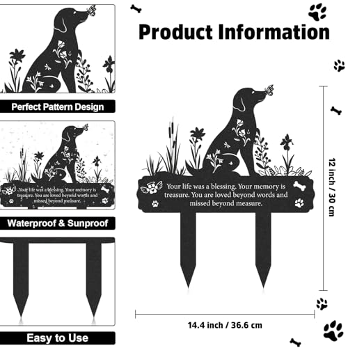 Rngmsi Dog Grave Marker 12 X 14.5 Inches Pet Memorial Garden Black Silhouette - style: Dog and Butterfy