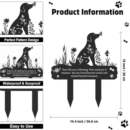 Rngmsi Dog Grave Marker 12 X 14.5 Inches Pet Memorial Garden Black Silhouette - style: Dog and Butterfy
