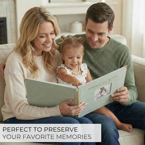 Beautiful Linen Scrapbook Photo Album 10"x10" - 40-Page Blank Guest Book | Perfect to Preserve Special Memories of Family, Weddings, Birthdays and Baby Showers - Timeless Keepsake for Every Home - color: Sage