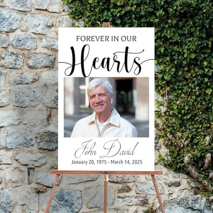 Memorial Funeral Sign, Heart Funeral Welcome Sign, 12' x 18' PVC, Double-Sided, Weather Resistant - color: Version 8