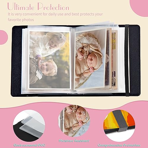 Photo Album 4x6 Photos - 60 Photos Capacity PU Leather Cover Photo Album with Strong Elastic Band, Portable Picture Album for Family Wedding Wedding Anniversary, Beach Palm Trees - color: Beach Palm Trees